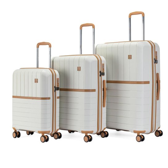 Kit 3 Malas De Viagem ABS Rígido Primicia Rodinhas 360° Grande Reforçada com Cadeado TSA