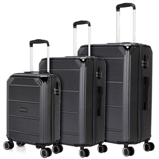 Kit 3 Malas De Viagem Primicia Resistente Espaçosa Moderna Puxador Rodinha 360°