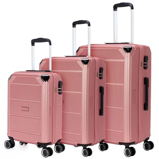 Kit 3 Malas De Viagem Primicia Resistente Espaçosa Moderna Puxador Rodinha 360°