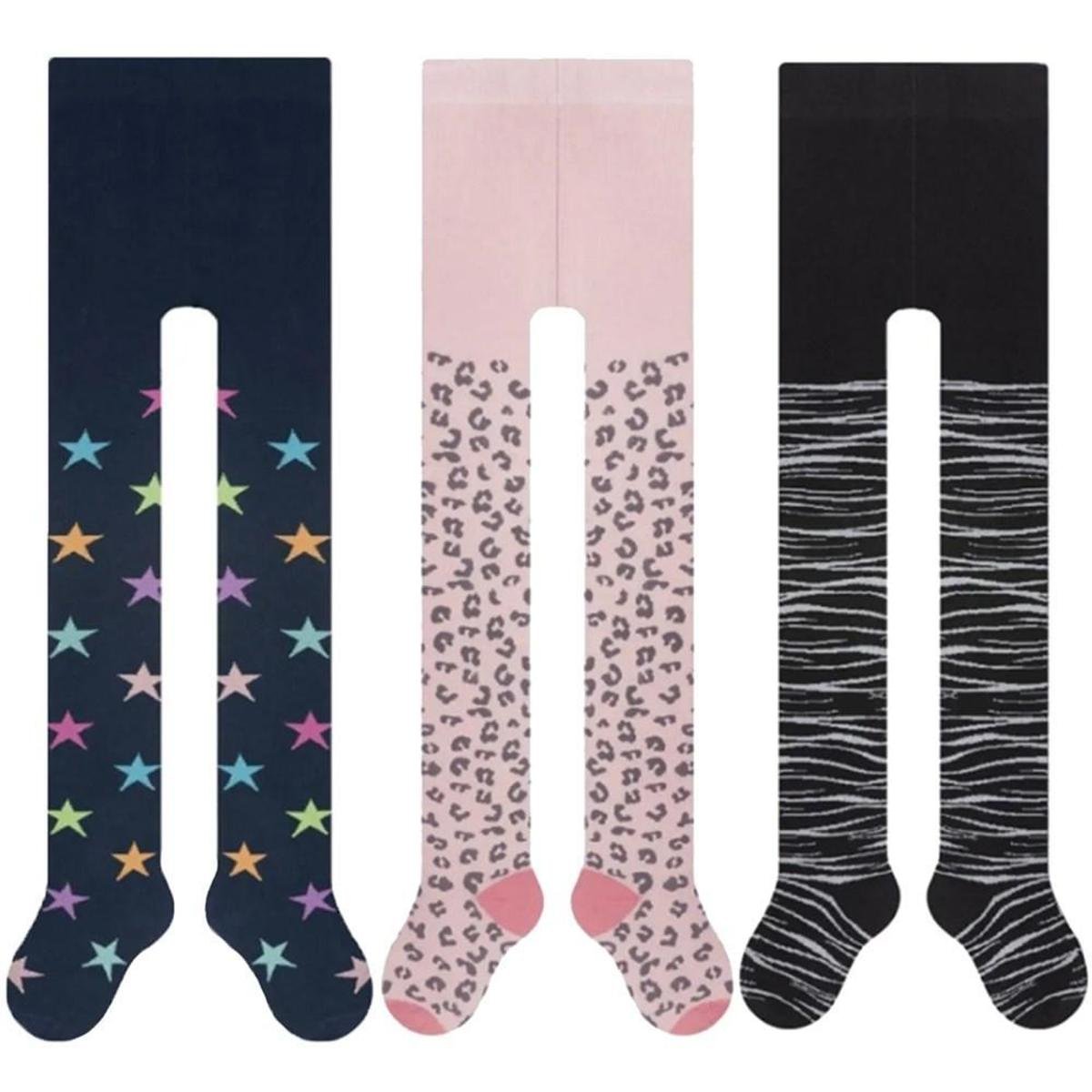 Kit 3 Meias-Calças Selene Algodão Fio 80 Infantil - Preto+Rosa Menor preço em Kit 3 Meias-Calças Selene Algodão Fio 80 Infantil - Preto+Rosa