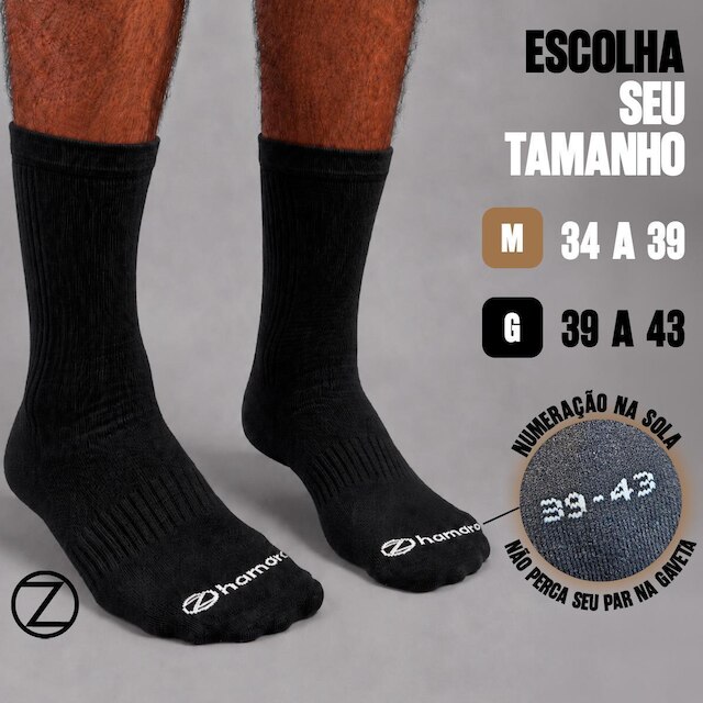Kit 3 Meias Cano Alto Zhamaro Poliamida Performance Esportiva