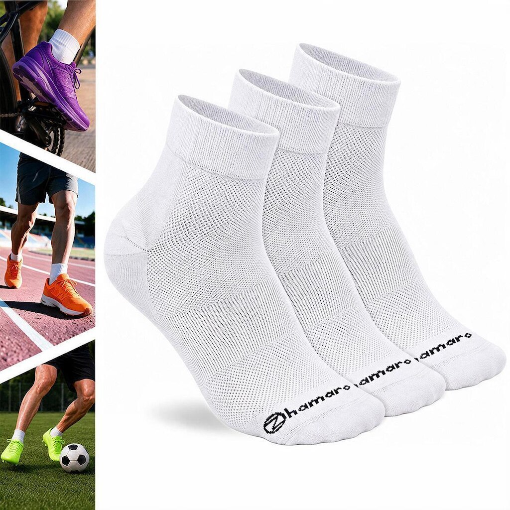 Kit 3 Meias Cano Médio Zhamaro Poliamida Performance Esportiva