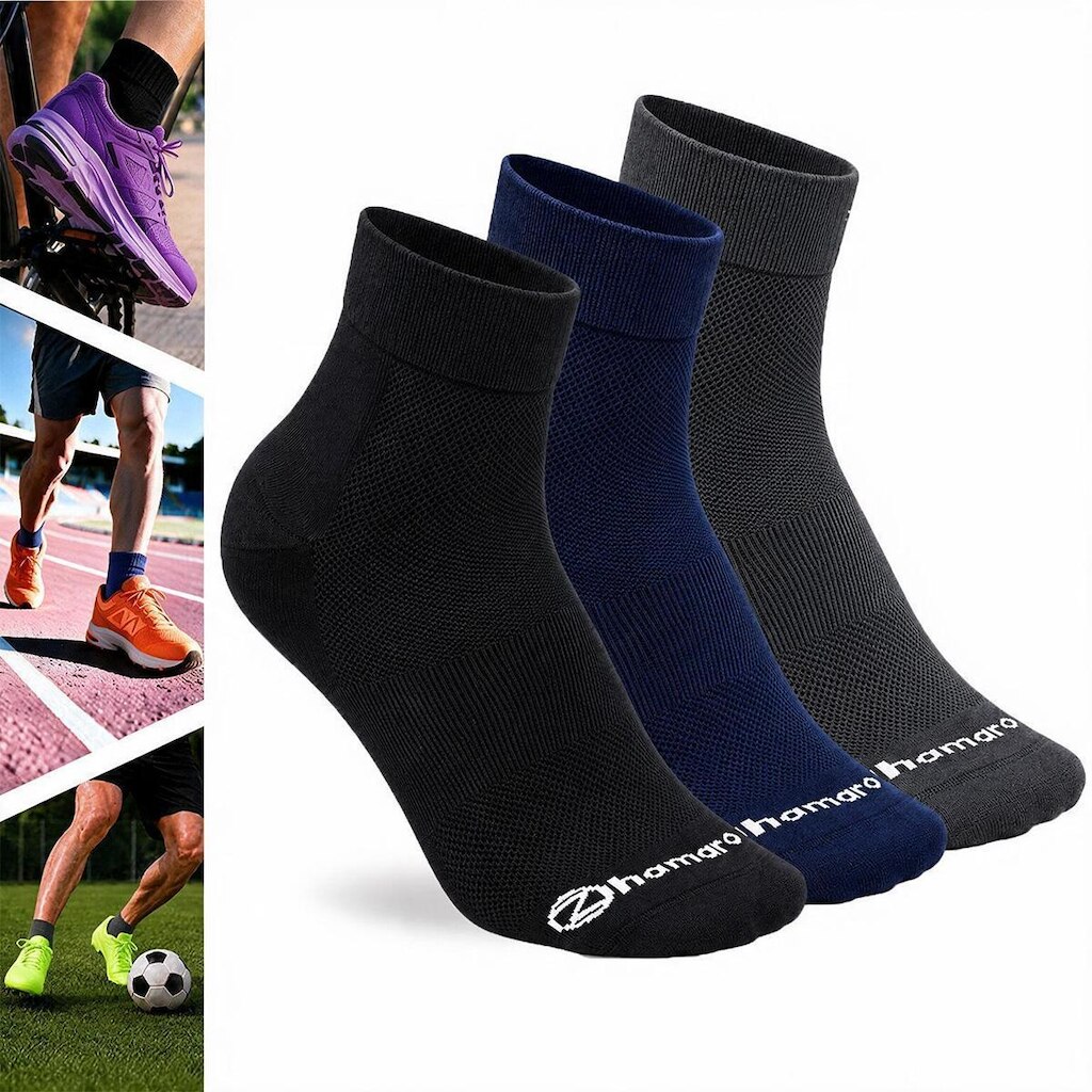 Kit 3 Meias Cano Médio Zhamaro Poliamida Performance Esportiva