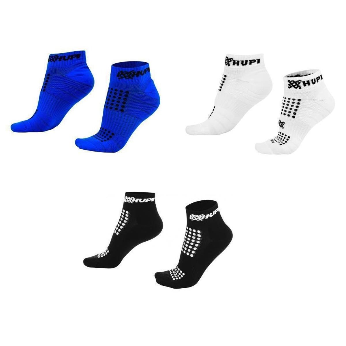 Kit Meias Curtas HUPI Preto, Azul e Branco Zattini
