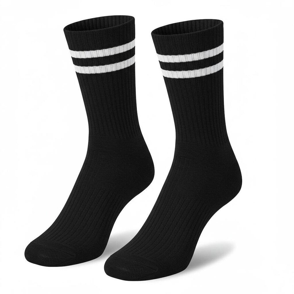 Kit 3 Meias Listradas Algodão Cano Médio Alto Academia Cross Skate Caminhada Rua hip hop 2 Listras