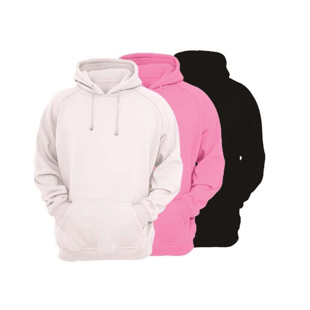 Kit 3 Moletom Feminino Canguru Capuz Bolso Algodão Ragor