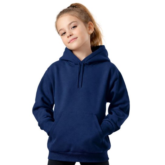 Kit 3 Moletom Infantil Feminino com Capuz Bolso Canguru Flanelado Blusa Frio