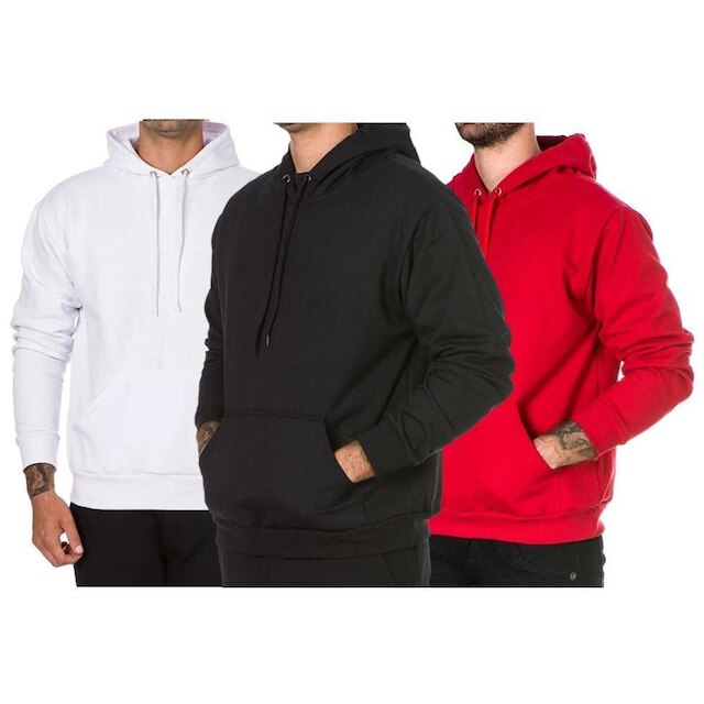 Kit 3 Moletom Masculino Algodão Canguru Capuz Moderno Casual