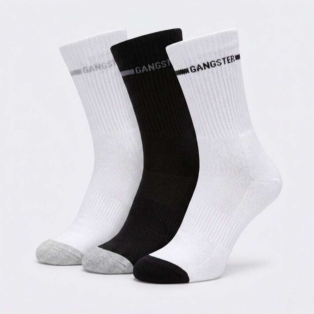 Kit 3 Pares De Meias Masculinas Atoalhadas Cano Médio Gangster