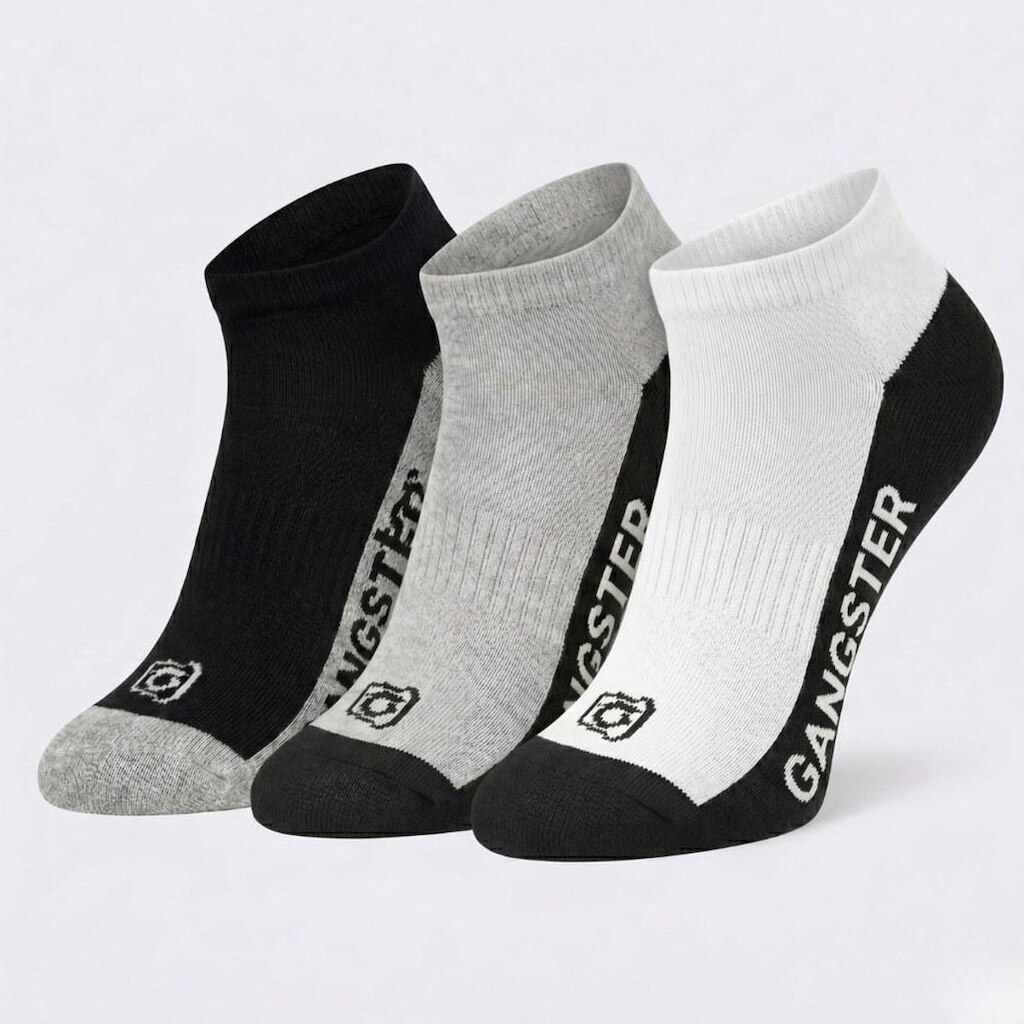 Kit 3 Pares De Meias Masculinas Invisíveis Atoalhadas Gangster