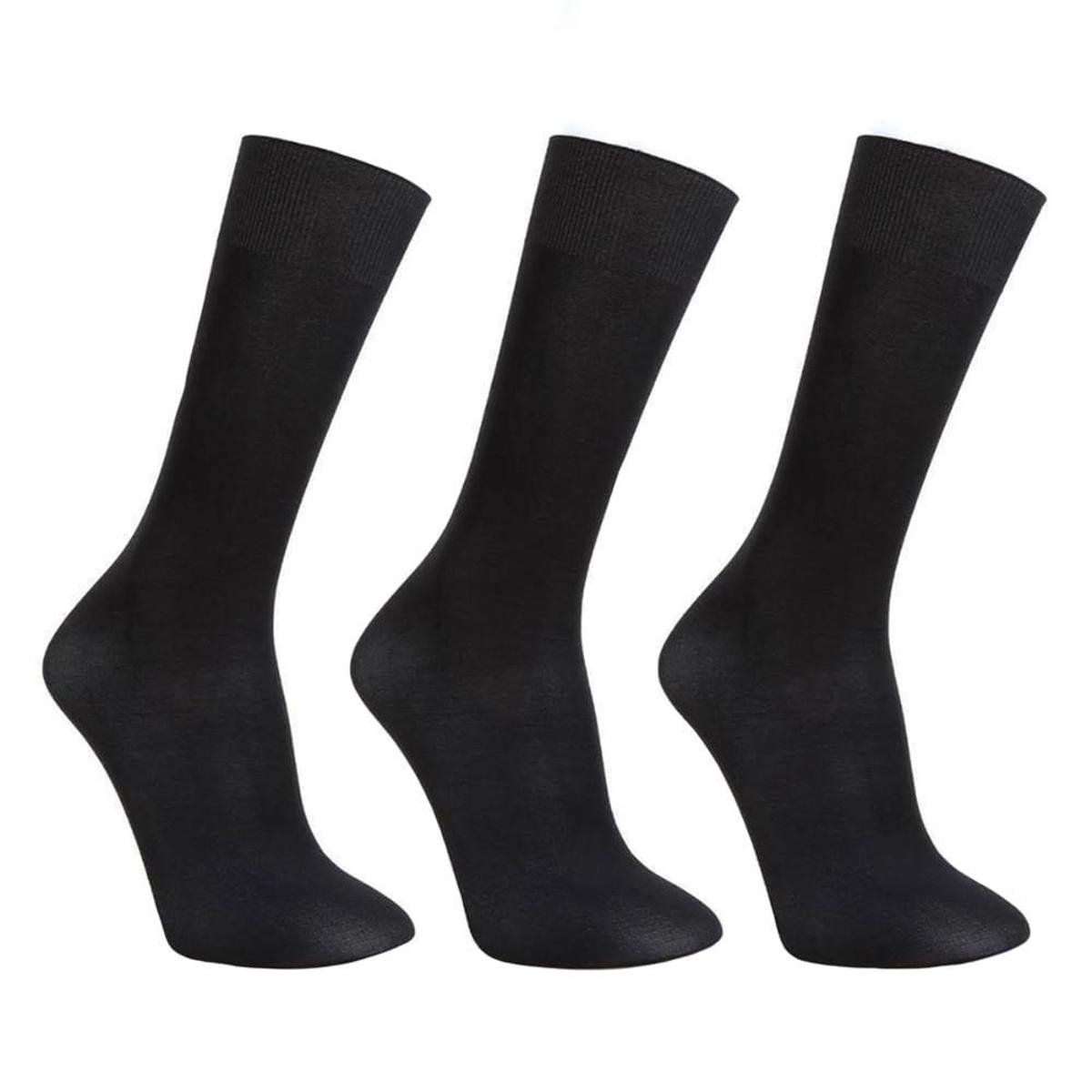 Kit 3 Pares de Meias Masculinas Selene Clássica Cano Longo Preto - Preto é boa?