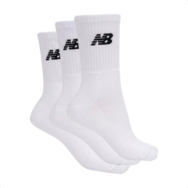 Kit 3 Pares de Meias New Balance Unissex Algodão Cano Longo