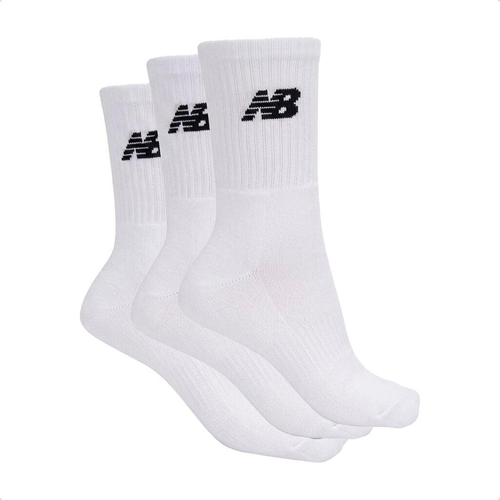 Kit 3 Pares de Meias New Balance Unissex Algodão Cano Longo