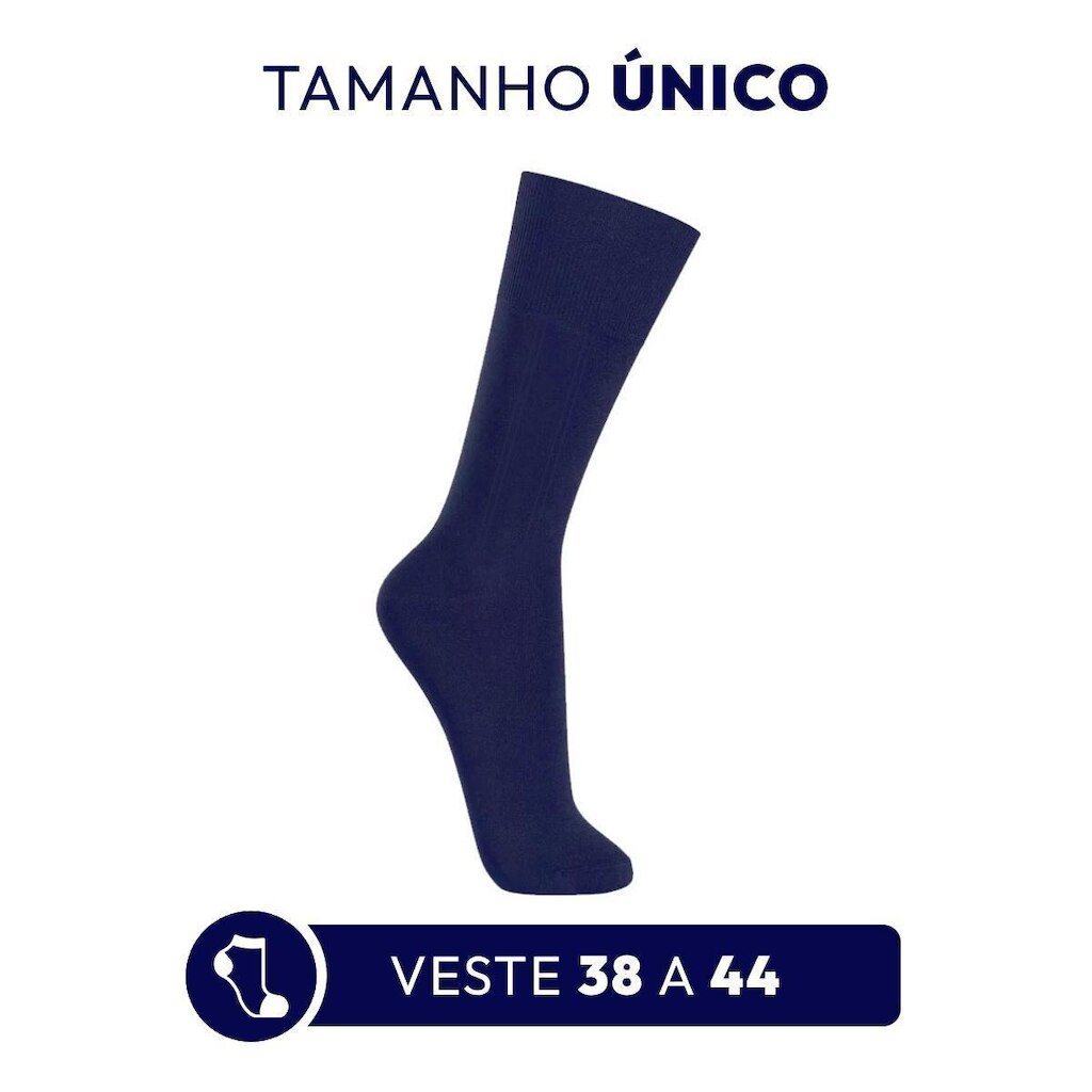 Kit 3 Pares de Meias Sociais Azul de Algodão