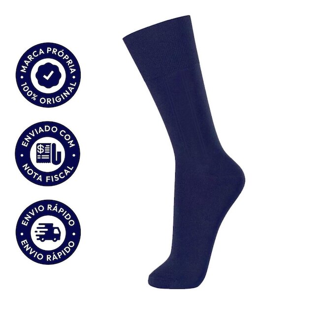 Kit 3 Pares de Meias Sociais Azul de Algodão