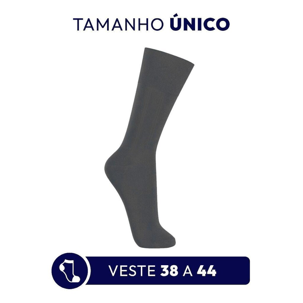 Kit 3 Pares de Meias Sociais Cinza de Algodão