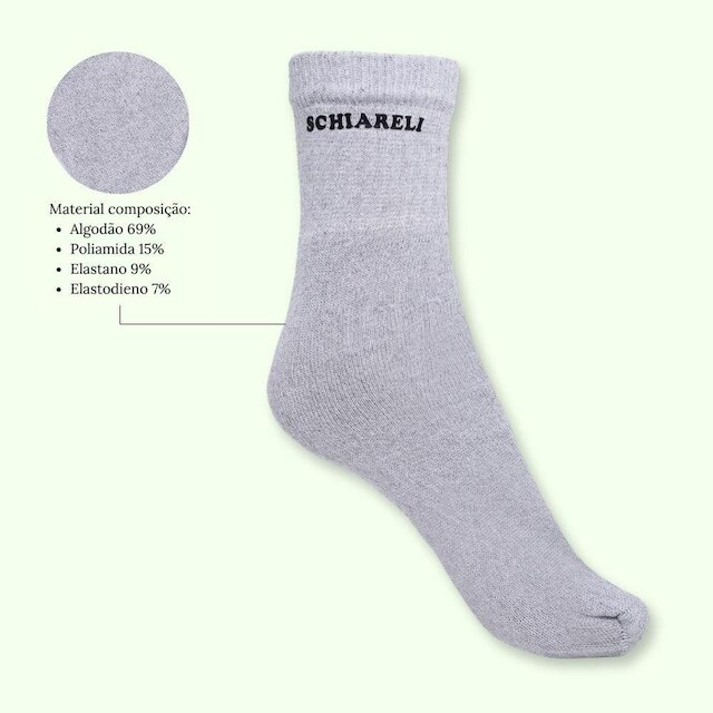 Kit 3 Pares De Meias Unissex Schiareli 240 Macia De Algodão