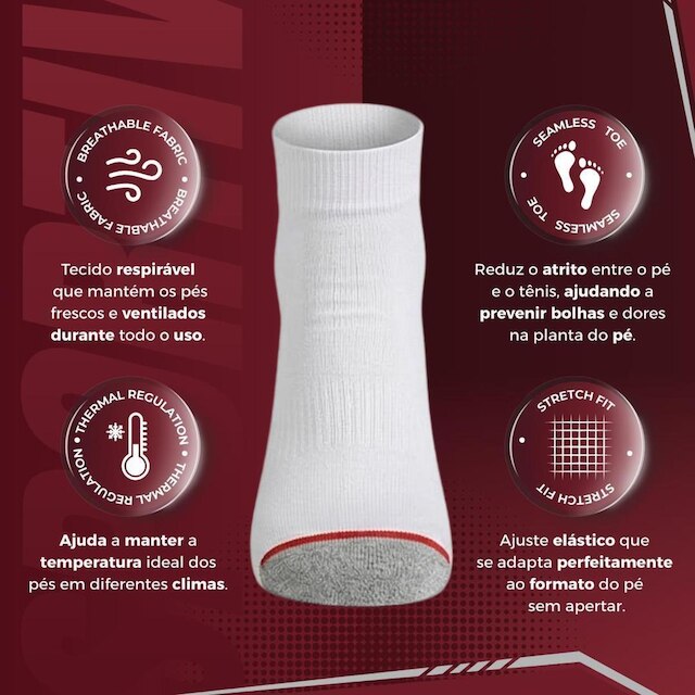 Kit 3 Pares Meia Esportiva Cano Curto Tecido Tecnológico Atoalhado Confortável Toque Macio Up 5186