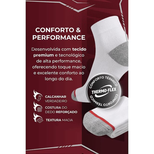 Kit 3 Pares Meia Esportiva Cano Curto Tecido Tecnológico Atoalhado Confortável Toque Macio Up 5186