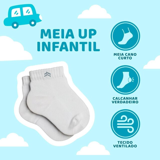 Kit 3 Pares Meia Infantil Baby Up 02025 Algodão Cano Médio