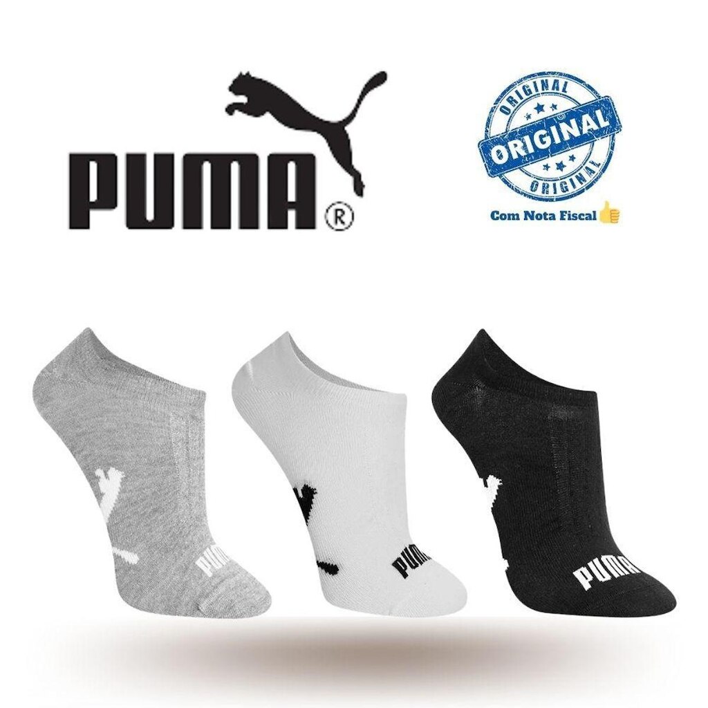 Kit 3 Pares Meia Puma Sapatilha Original Algodão Com NF