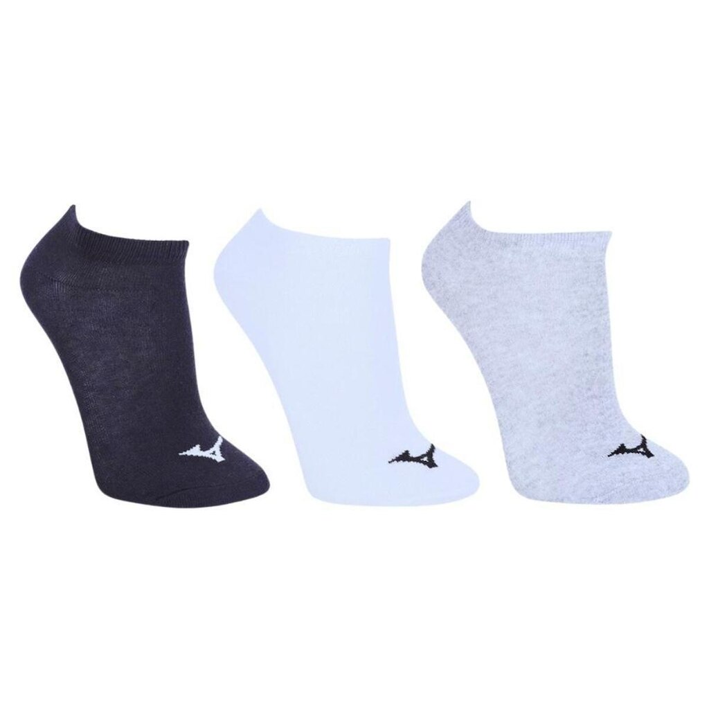 Kit 3 Pares Meia Sem Cano Mizuno Training Respirabilidade Preto Cinza Branca MIMFTA5193