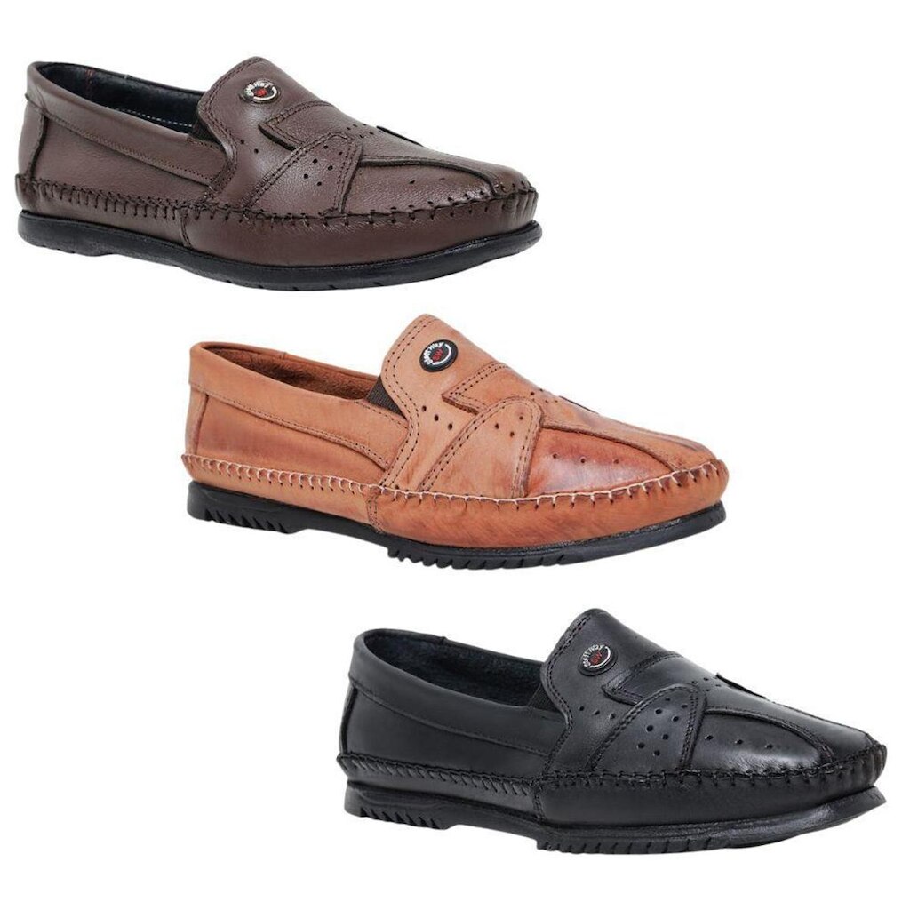 KIT 3 PARES mocassim slip on casual de couro legitimo confortavel