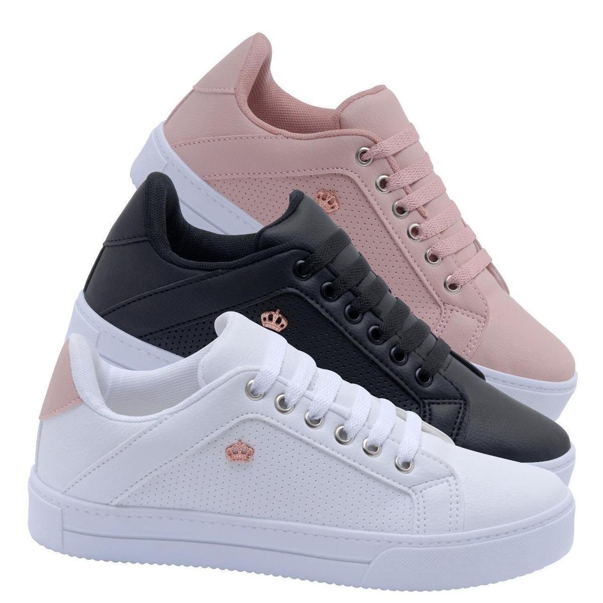 Kit 3 Pares Tênis Casual Feminino Sbelta Conforto Menor preço em Kit 3 Pares Tênis Casual Feminino Sbelta Conforto
