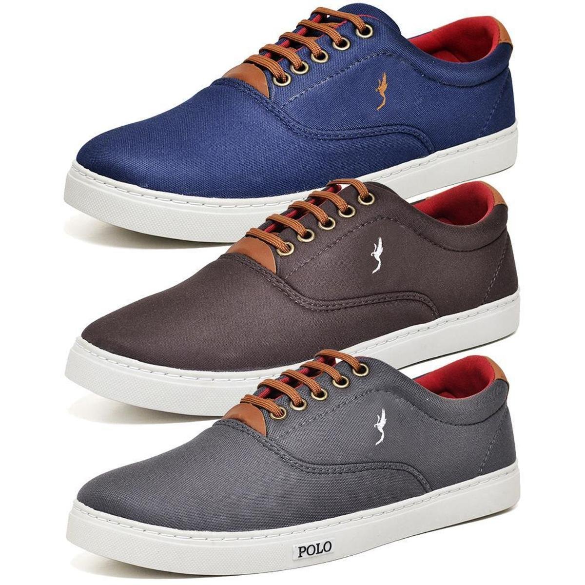 Kit 3 Pares Tênis Casual Masculino Polo Blu Conforto Macio Menor preço em Kit 3 Pares Tênis Casual Masculino Polo Blu Conforto Macio