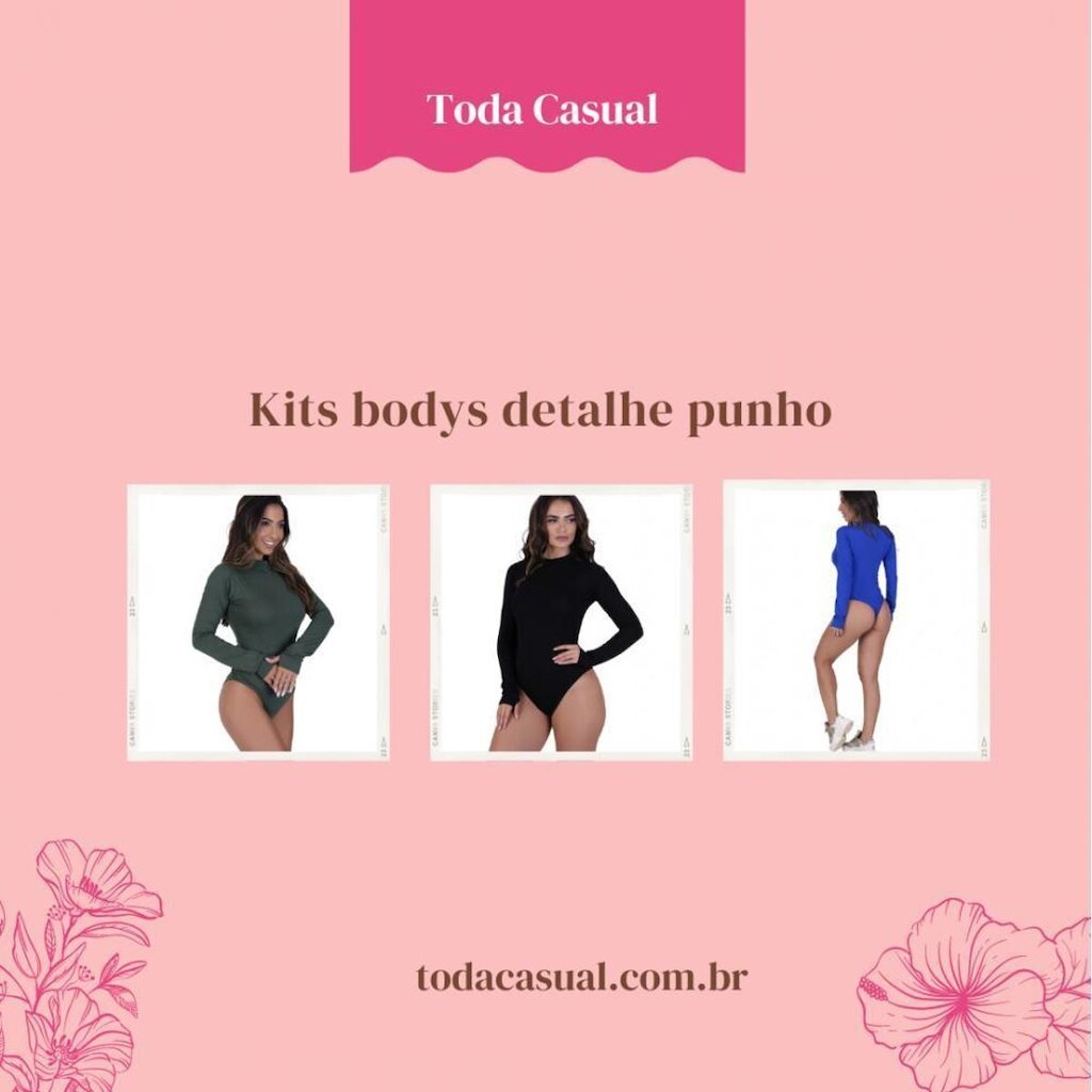 Kit 3 Peças Body Visco com Buraco no Dedo St Madame