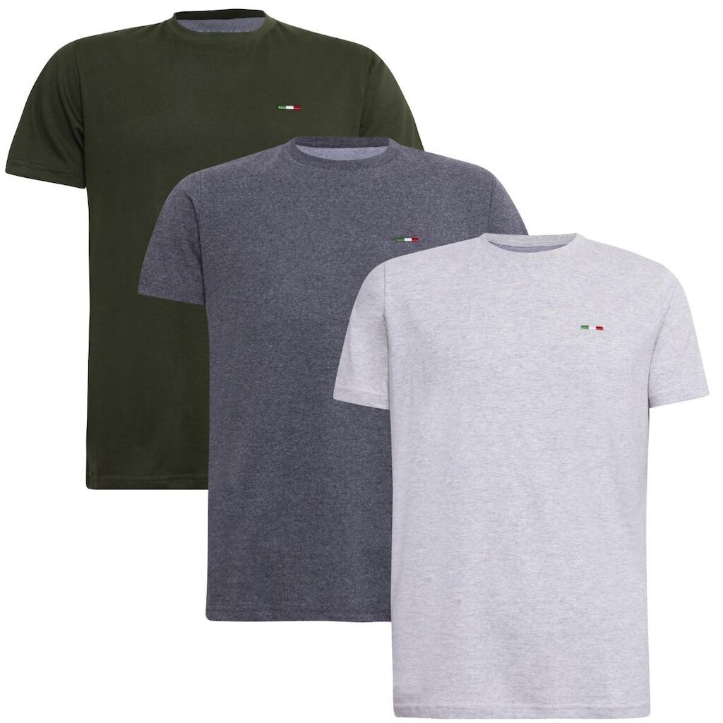 Kit 3 Peças Camisetas Básicas Masculina FMF em Algodão Premium no Estilo Clássico Bordado Itália
