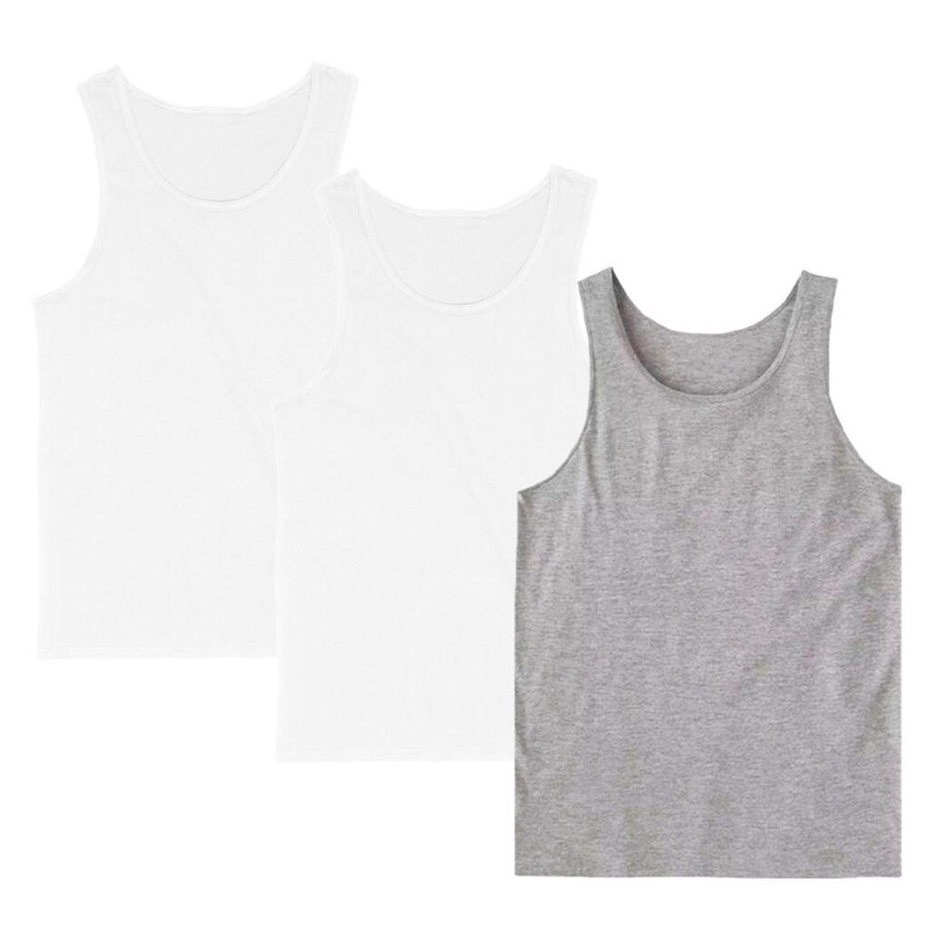 Kit 3 Regata Masculina Camiseta Lisa Básica Algodão Regatas