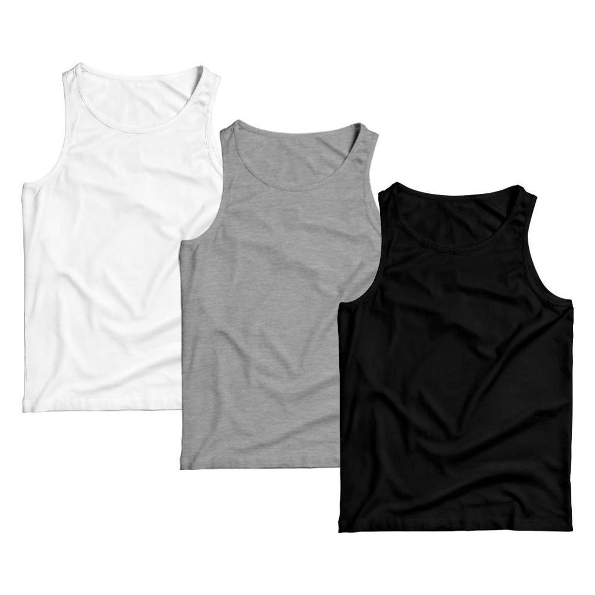 Kit 3 Regata Masculina Camiseta Lisa Premium Algodão Camisa Regatas Menor preço em Kit 3 Regata Masculina Camiseta Lisa Premium Algodão Camisa Regatas
