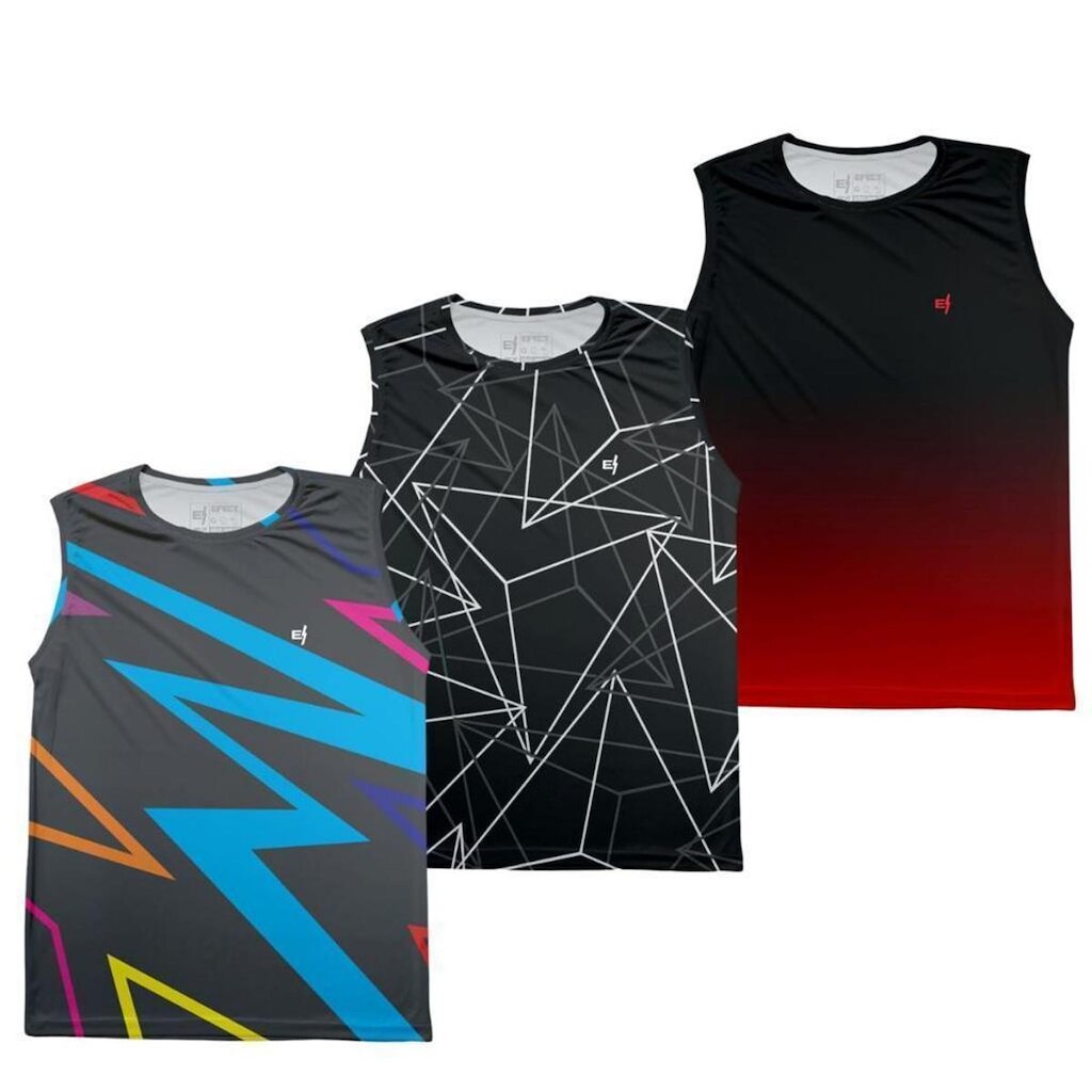 Kit 3 Regata Masculina Fitness Esportiva Treino Musculação Dry Slim