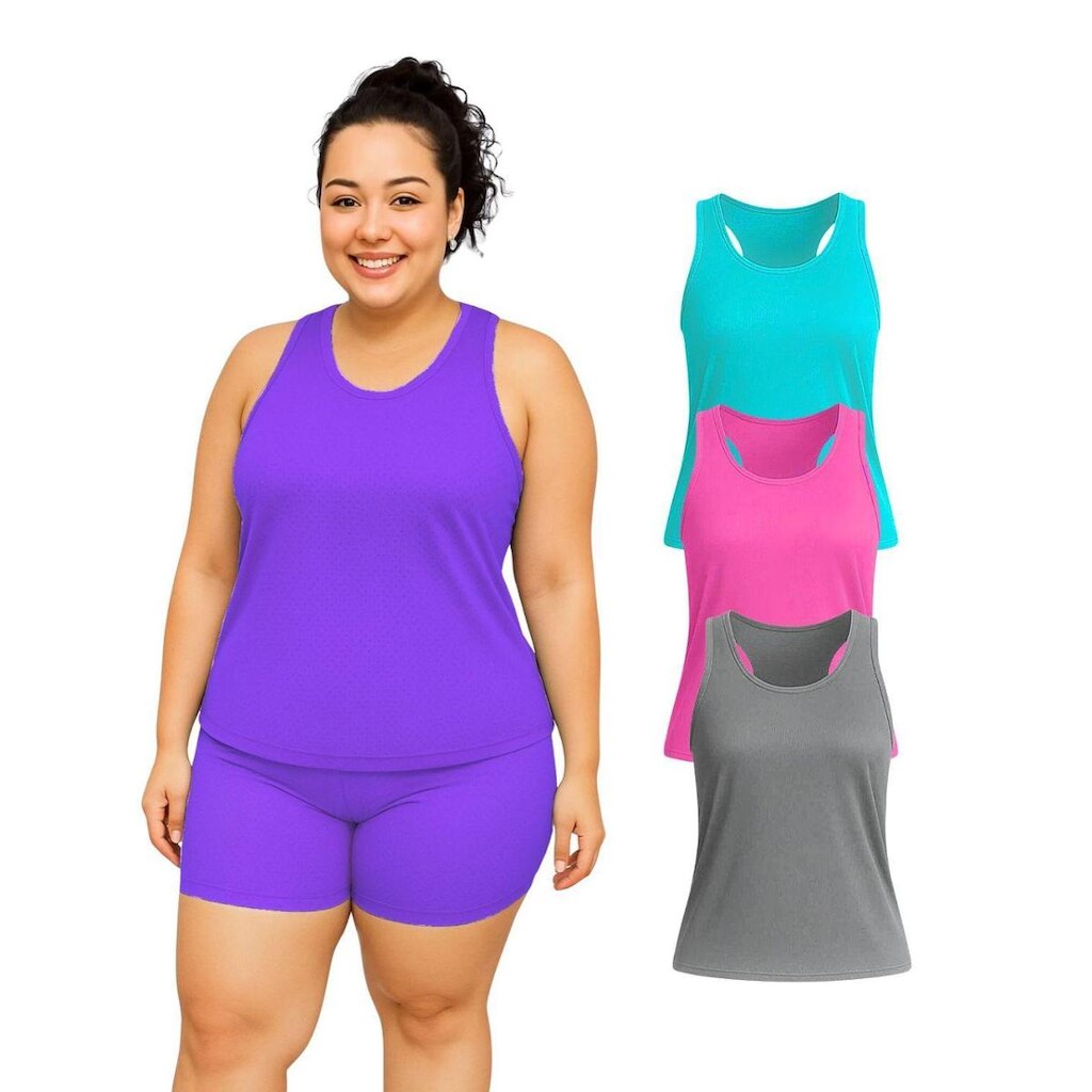 Kit 3 Regata Nadador Dry Fitness Academia Plus Size Cores Sortidas