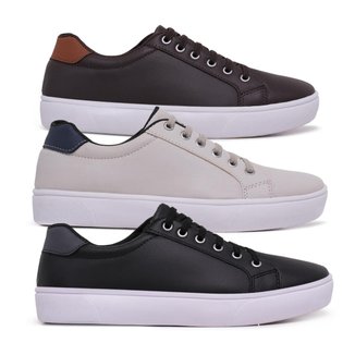 Kit 3 Sapatênis Casual Masculino Confort SF Ajuste Elástico