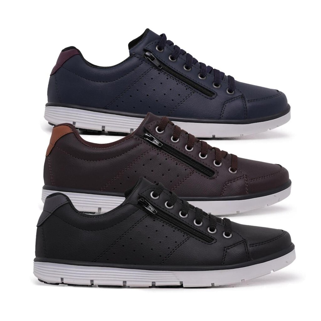 Kit 3 Sapatênis Casual Masculino Elástico e Zíper Lateral