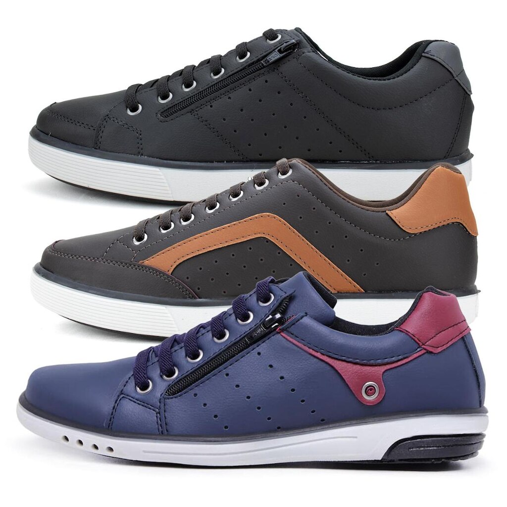 Kit 3 Sapatênis Casual Masculino Fechamento Elástico e Zíper