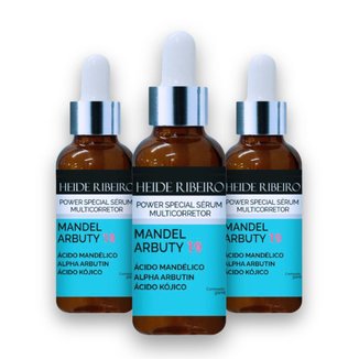 Kit 3 Sérum Mandel Arbuty Heide Ribeiro Uniformizador e Restaurador