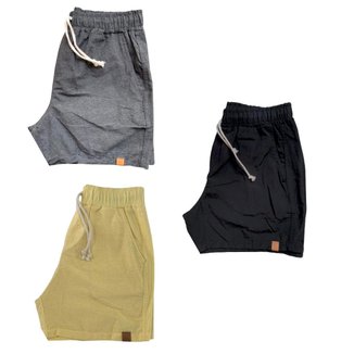 Kit 3 Shorts Mauricinho Plus Size Fio Tinto Linho 3 Bolsos Cor:;Tamanho:G1