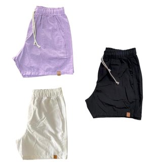 Kit 3 Shorts Mauricinho Plus Size Fio Tinto Linho 3 Bolsos Cor:;Tamanho:G3
