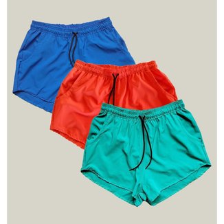 Kit 3 Shorts Praia Feminino Elastano Premium WSS Azul e Verde