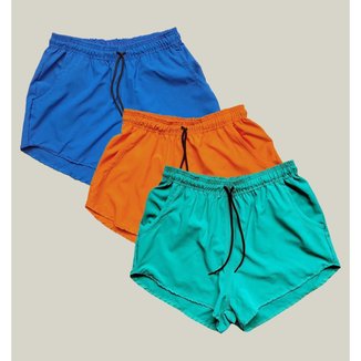 Kit 3 Shorts Praia Feminino Elastano Premium WSS Azul e Verde