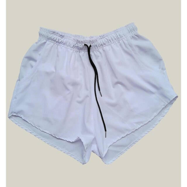 Kit 3 Shorts Praia Feminino Elastano Premium WSS Branco Laranja e Verde Água