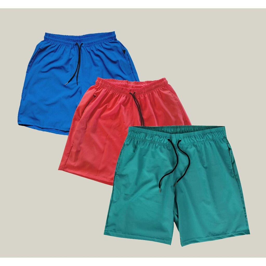 Kit 3 Shorts Praia Masculino Elastano Premium WSS Azul Rosa e Verde