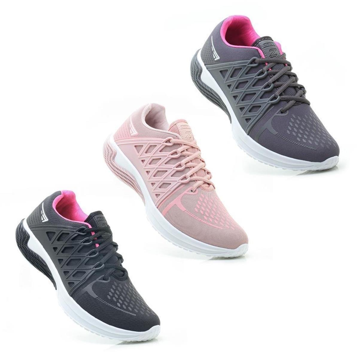 Kit 3 Tênis Esportivo Feminino Cadarço Academia Fitness - Preto+Rosa é ruim? Kit 3 Tênis Esportivo Feminino Cadarço Academia Fitness - Preto+Rosa é boa?