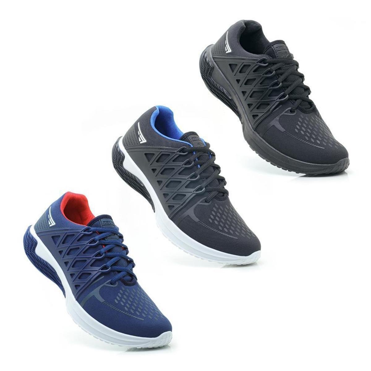 Kit 3 Tênis Esportivo Masculino Cadarço Academia Fitness Menor preço em Kit 3 Tênis Esportivo Masculino Cadarço Academia Fitness