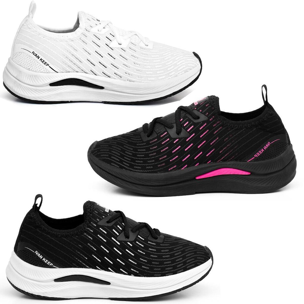 Kit 3 Tênis Feminino Casual Esportivo Academia Treino Caminhada Corrida