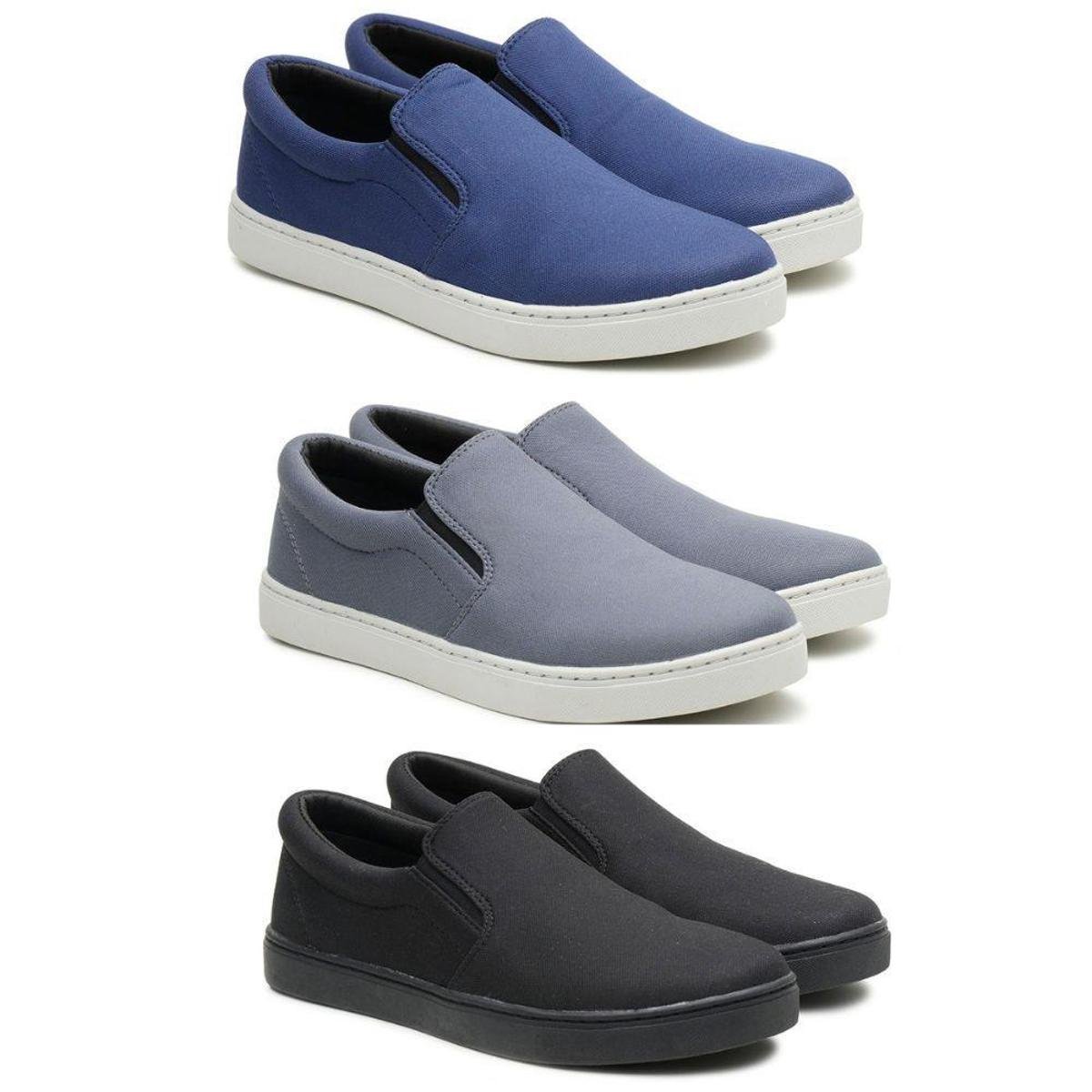 Kit 3 Tênis Slip On Casual Masculino Torrenezzi - Azul é boa?