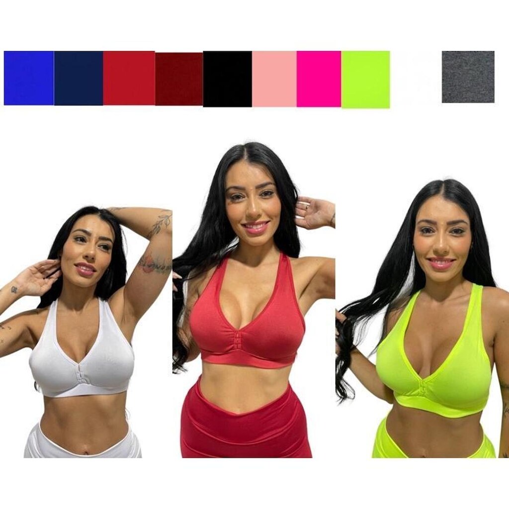 Kit 3 top nadador sem bojo feminino fitness